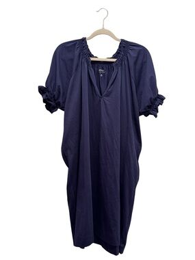 NWT Mersea Pisco Ruffle Short Slv Mini Dress Cotton Casual Boho Coastal Navy XL